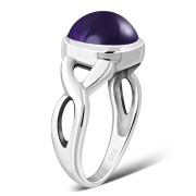 Amethyst Stone Celtic Knot Silver Ring, r103