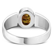 Celtic Amber Stone Silver Band Ring, r111