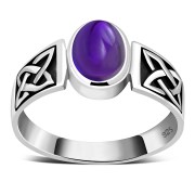 Celtic Amethyst Stone Silver Ring, r111