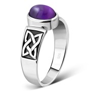 Celtic Amethyst Stone Silver Ring, r111