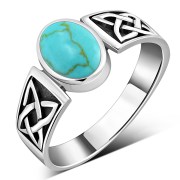 Celtic Turquoise Stone Silver Ring, r111