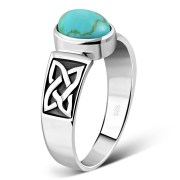 Celtic Turquoise Stone Silver Ring, r111