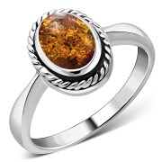 Amber Silver Ring, r127