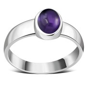 Simple Band Amethyst Stone Silver Ring (R160AT)