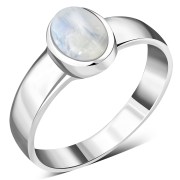 Simple Band Rainbow Moonstone Silver Ring (R160RMS)