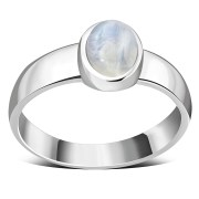 Simple Band Rainbow Moonstone Silver Ring (R160RMS)