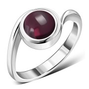 Garnet Bypass Sterling Silver Ring, r185