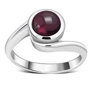 Garnet Bypass Sterling Silver Ring, r185