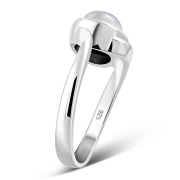 Rainbow Moonstone Bypass Sterling Silver Ring, r185