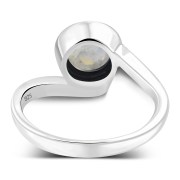 Rainbow Moonstone Bypass Sterling Silver Ring, r185