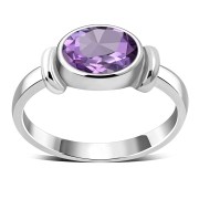 Delicate Amethyst Silver Ring, r262