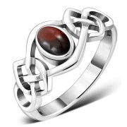 Baltic Amber Cabochon Celtic Knot Silver Ring, r264