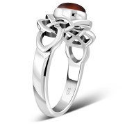 Baltic Amber Cabochon Celtic Knot Silver Ring, r264