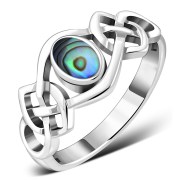 Abalone Sea Shell Celtic Knot Silver Ring, r264