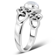 Rainbow Moon Stone Celtic Silver Ring, r264