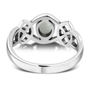 Rainbow Moon Stone Celtic Silver Ring, r264