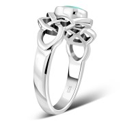 Turquoise Stone Celtic Knot Silver Ring. r264