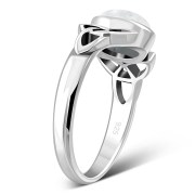 Celtic Trinity Knot Rainbow Moonstone Ring - R266RMS