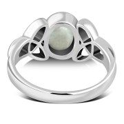 Celtic Trinity Knot Rainbow Moonstone Ring - R266RMS