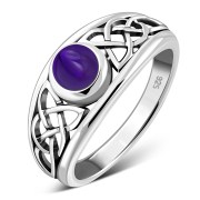Amethyst Celtic Silver Ring, r268