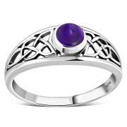 Amethyst Celtic Silver Ring, r268
