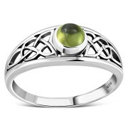 Peridot Stone Celtic Knot Silver Ring, r268