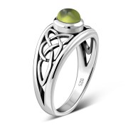 Peridot Stone Celtic Knot Silver Ring, r268