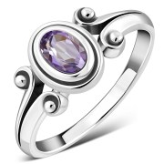 Simple Sterling Silver Amethyst Ring, r274