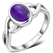 Amethyst Genuine Stone Celtic Silver Ring, r292