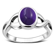 Amethyst Genuine Stone Celtic Silver Ring, r292