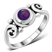Amethyst Spiral Silver Ring, r328
