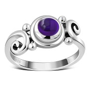 Amethyst Spiral Silver Ring, r328