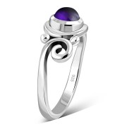 Amethyst Spiral Silver Ring, r328
