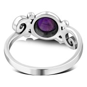 Amethyst Spiral Silver Ring, r328