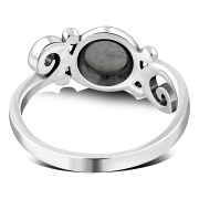 Rainbow Moonstone Spiral Silver Ring, r328