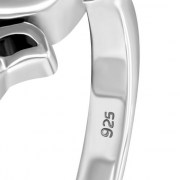 Thin Solid Silver Celtic Green CZ Ring, r329