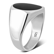 Black Onyx Men's Silver Ring, r34
