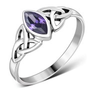 Silver Celtic Ring set w Amethyst, r369