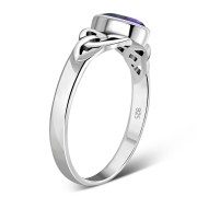 Silver Celtic Ring set w Amethyst, r369