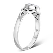 Silver Celtic Ring set w/ Clear CZ, r369
