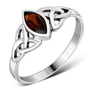 Silver Celtic Ring set w/ Garnet Stone, r369