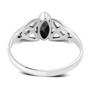 Marquise cut Black Onyx Stone Celtic Silver Ring, r369