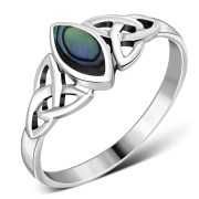  Abalone Shell Celtic Trinity Knot Silver Ring, r369