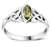 Silver Celtic Ring set w/ Peridot Stone, r369