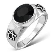 Black Onyx Star of David Ring, r435