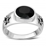 Black Onyx Star of David Ring, r435