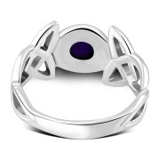 Celtic Trinity Knot Amethyst Silver Ring, r442