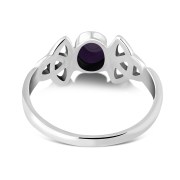 Celtic Trinity Knot Amethyst Stone Silver Ring, r462