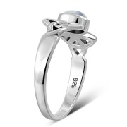 Celtic Trinity Knot Rainbow Moonstone Silver Ring, r462