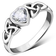 Clear CZ Trinity Knot Silver Ring, r465